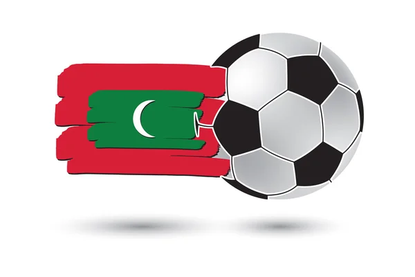 Pallone da calcio e Bandiera Maldive con linee colorate disegnate a mano — Foto Stock