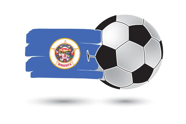 Soccer ball and Minnesota State Flag with colored hand drawn lines — Stock Photo, Image