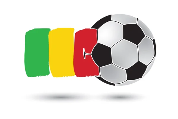 足球球和马里国旗色的手所画的线 — 图库照片