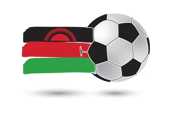 Fußball und Malawi-Flagge mit farbigen, handgezeichneten Linien — Stockfoto