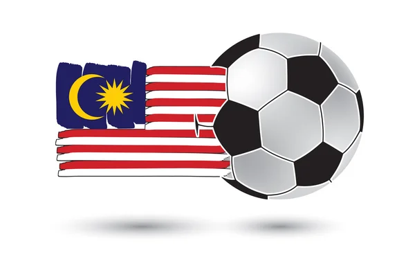 Bola de futebol e Malásia Bandeira com linhas desenhadas à mão coloridas — Fotografia de Stock