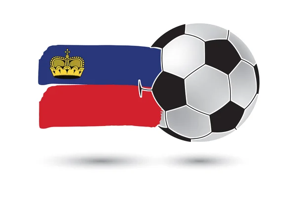 Fußball und Lichtenstein-Fahne mit farbigen, handgezeichneten Linien — Stockfoto