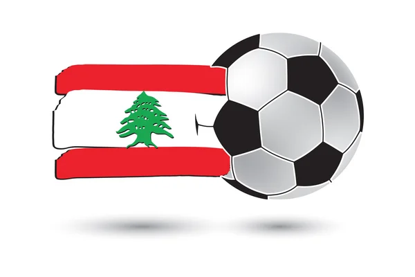 Fußball und libanesische Flagge mit farbigen, handgezeichneten Linien — Stockfoto