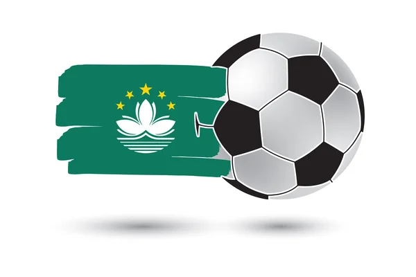 Футбольний м'яч і Макао прапор з кольоровими боку звернено ліній — стокове фото