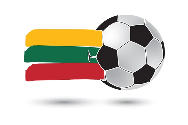 Μπάλα ποδοσφαίρου και σημαία της Λιθουανίας με χρωματιστά χέρι αντληθούν γραμμές — Φωτογραφία Αρχείου