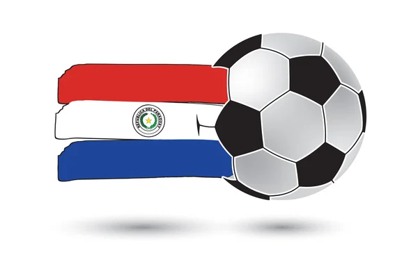 Μπάλα ποδοσφαίρου και Παραγουάη σημαία με χρωματιστά χέρι αντληθούν γραμμές — Φωτογραφία Αρχείου