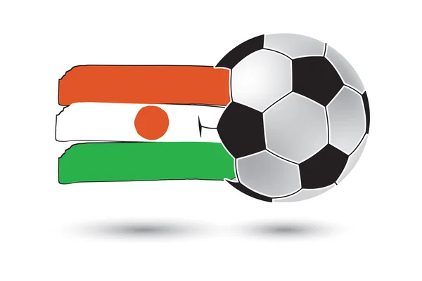Pallone da calcio e bandiera nigeriana con linee colorate disegnate a mano — Foto Stock