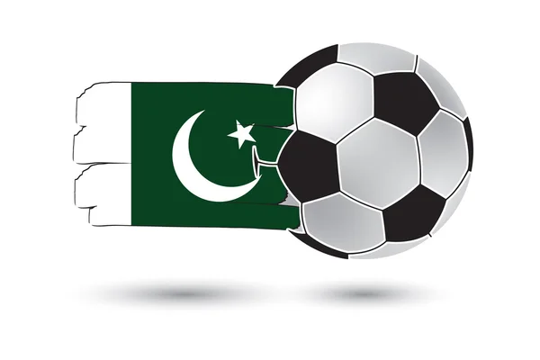 Voetbal en Pakistan vlag met gekleurde hand getrokken lijnen — Stockfoto