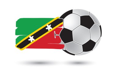 Futbol topu ve Saint Kitts ve Nevis bayrak renkli çizilmiş çizgiler el