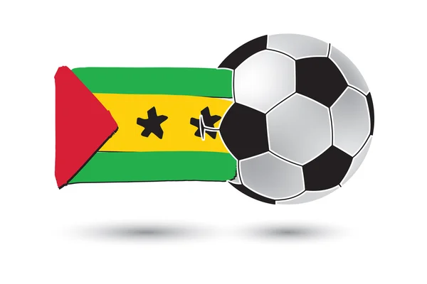 Pallone da calcio e Sao Tomé e Bandiera Principe con linee colorate disegnate a mano — Foto Stock