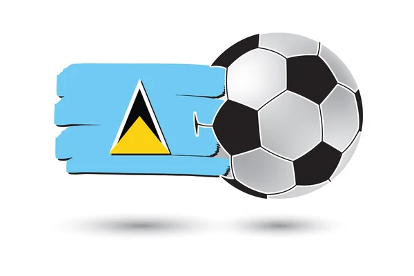 Fotboll och Saint Lucia flagga med färgade hand dras linjer — Stockfoto