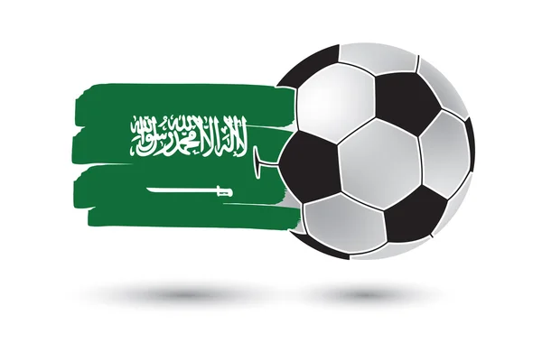 サッカー ボールとサウジアラビアの国旗色の手でラインを描画 — ストック写真
