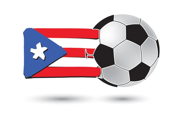 Soccer ball and Puerto Rico Flag with colored hand drawn lines — Stock Photo, Image