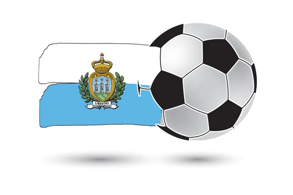 Fotboll och San Marino flagga med färgade hand dras linjer — Stockfoto