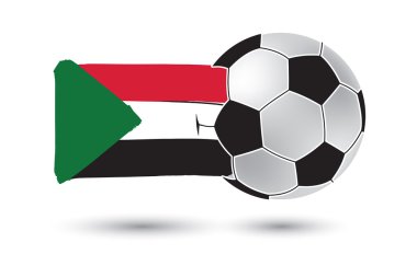 Futbol topu ve Sudan bayrağı renkli el ile çizilmiş çizgiler