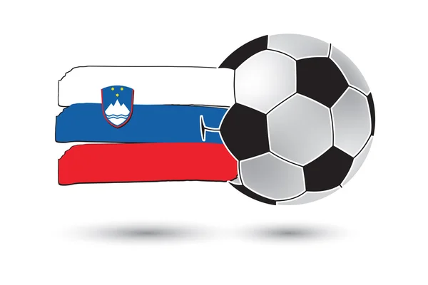 Voetbal en Slovenië vlag met gekleurde hand getrokken lijnen — Stockfoto
