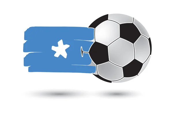 Fotboll och Somalia flagga med färgade hand dras linjer — Stockfoto