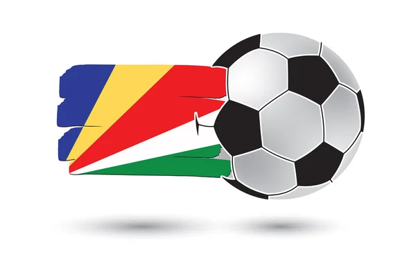 Soccer ball and Seychelles Flag with colored hand drawn lines — Stock Photo, Image