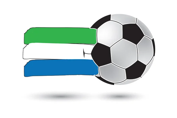 Fussball und sierra leone flagge mit farbigen handgezeichneten linien — Stockfoto