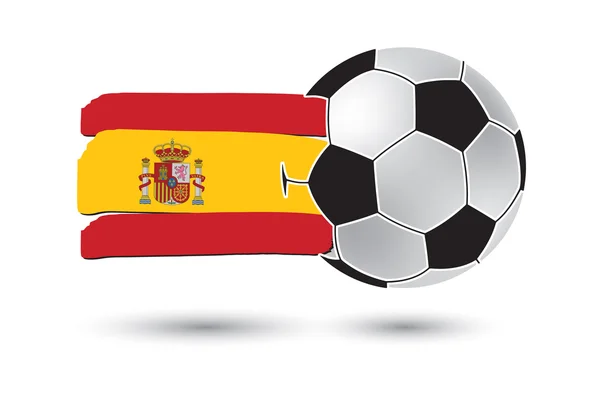 Fotboll och Spanien flagga med färgade hand dras linjer — Stockfoto