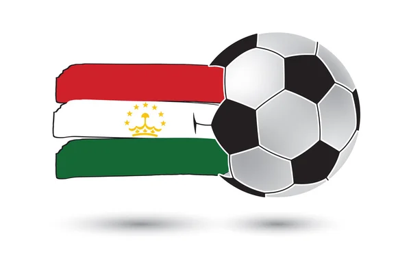 Fußball und Tadschikistan-Flagge mit farbigen, handgezeichneten Linien — Stockfoto