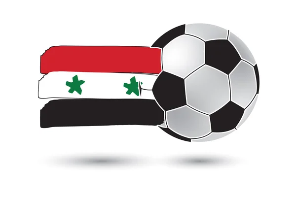 Fußball und syrischer Fahne mit farbigen, handgezeichneten Linien — Stockfoto