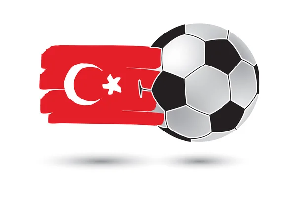 Fotboll och Turkiet flagga med färgade hand dras linjer — Stockfoto