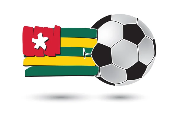 Fotboll och Togo flagga med färgade hand dras linjer — Stockfoto