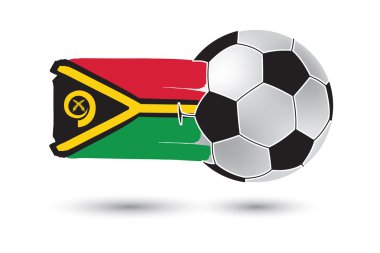 Futbol topu ve Vanuatu bayrağını renkli el ile çizilmiş çizgiler