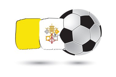 Futbol topu ve Vatikan bayrağı renkli el ile çizilmiş çizgiler