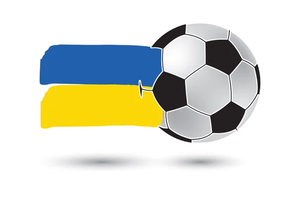 Fußball und ukrainische Flagge mit farbigen, handgezeichneten Linien — Stockfoto