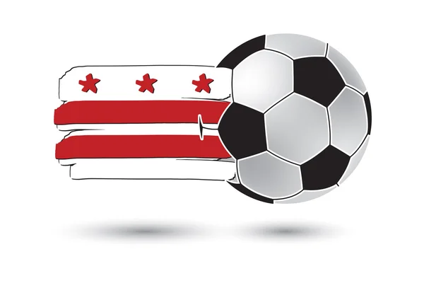 Soccer ball and Washington DC Flag with colored hand drawn lines — Stock Photo, Image