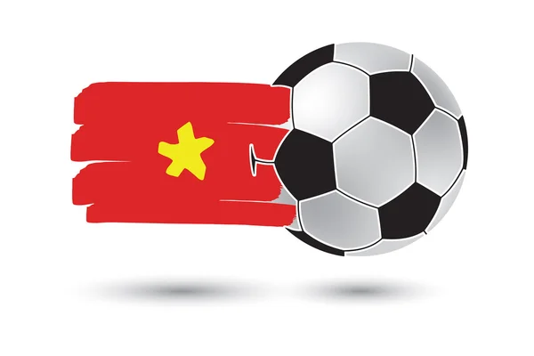 Pallone da calcio e Vietnam Bandiera con linee disegnate a mano colorate — Foto Stock