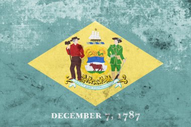 Delaware eyalet bayrağı ve eski bir vintage ile bak