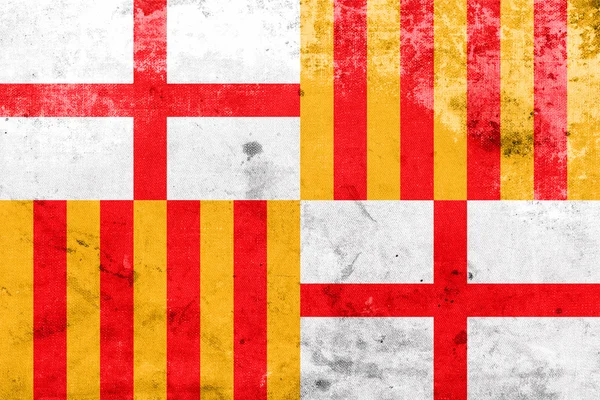 Flag of Barcelona, with a vintage and old look — Stock Photo, Image