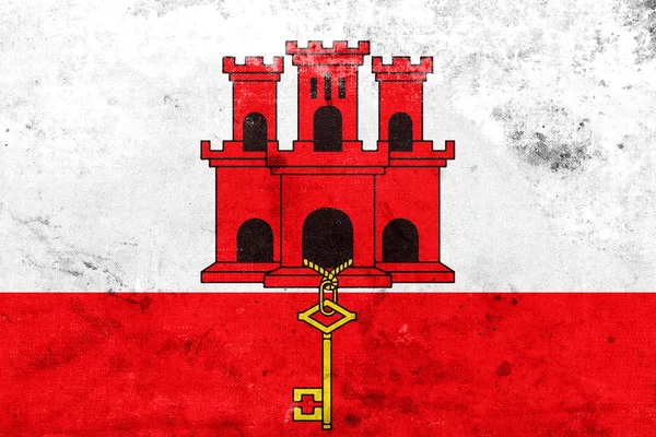 Bandera de Gibraltar, con un aspecto vintage y antiguo — Foto de Stock