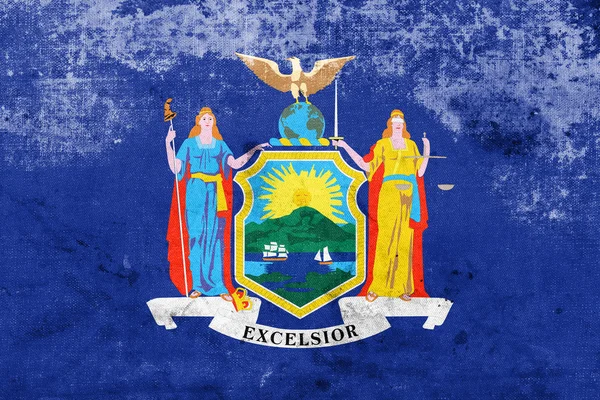 Bandera del Estado de Nueva York, con un aspecto vintage y antiguo — Foto de Stock