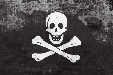 Geleneksel Jolly Roger bir vintage ile ve eski bayrak, bak korsanlık