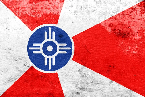Bandera de Wichita, Kansas, con un aspecto vintage y antiguo —  Fotos de Stock