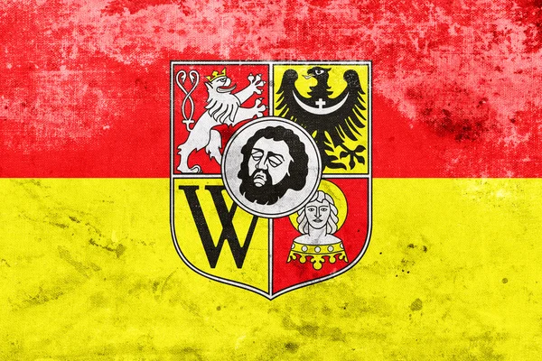 Bandera de Wroclaw con Escudo de Armas, con un aspecto vintage y antiguo — Foto de Stock
