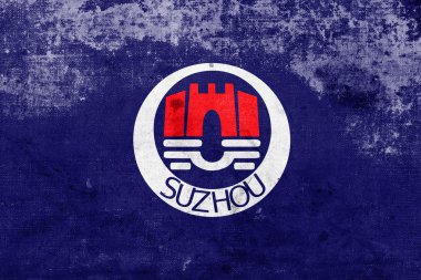 Suzhou, Çin ' in bayrakla vintage ve eski bir görünüm