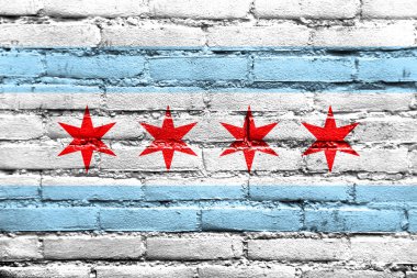 Chicago, Illinois, bayrağı tuğla duvara boyalı