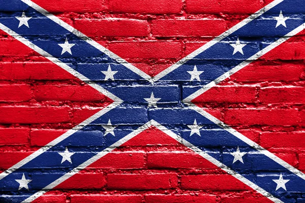 Bandera confederada, pintada sobre pared de ladrillo — Foto de Stock