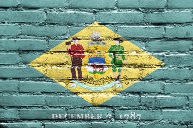 Delaware State, tuğla duvara boyalı bayrağı
