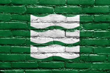 Hiroşima, Japonya, bayrağı tuğla duvara boyalı