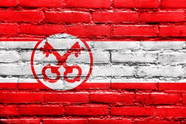 Leiden, tuğla duvara boyalı bayrağı