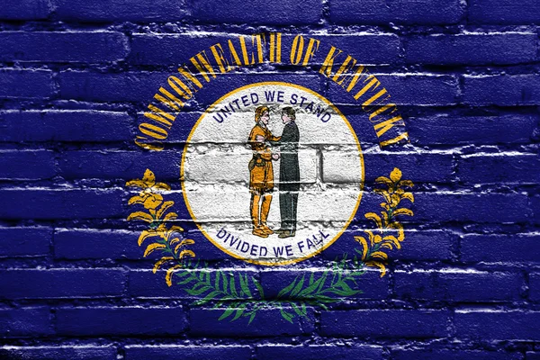 レンガの壁に描かれた、ケンタッキー州の旗 — ストック写真