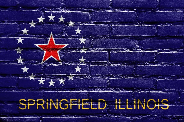 Bandeira de Springfield, Illinois, pintada na parede de tijolos — Fotografia de Stock