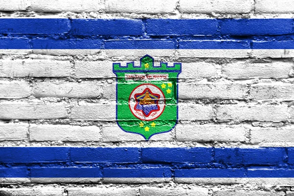 Flaga Tel Awiwu, malowane na mur z cegły — Zdjęcie stockowe