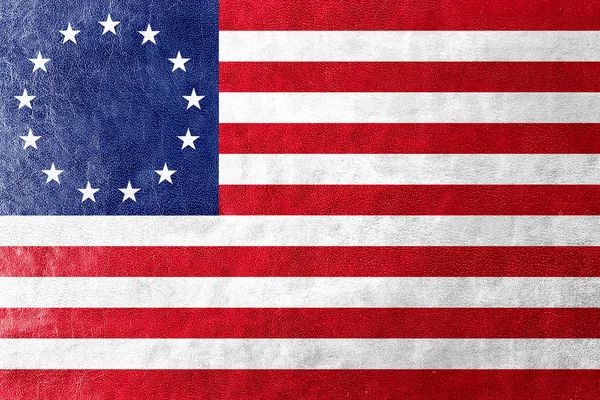 Бетси Росс Флаг, нарисованная на кожаной текстуре — стоковое фото